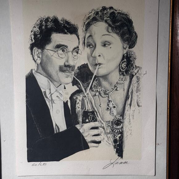 Groucho Marx & Margaret Dumont Mrs Upjohn Vintage Print Signed Lanse, # 60/250 - Picture 6 of 9